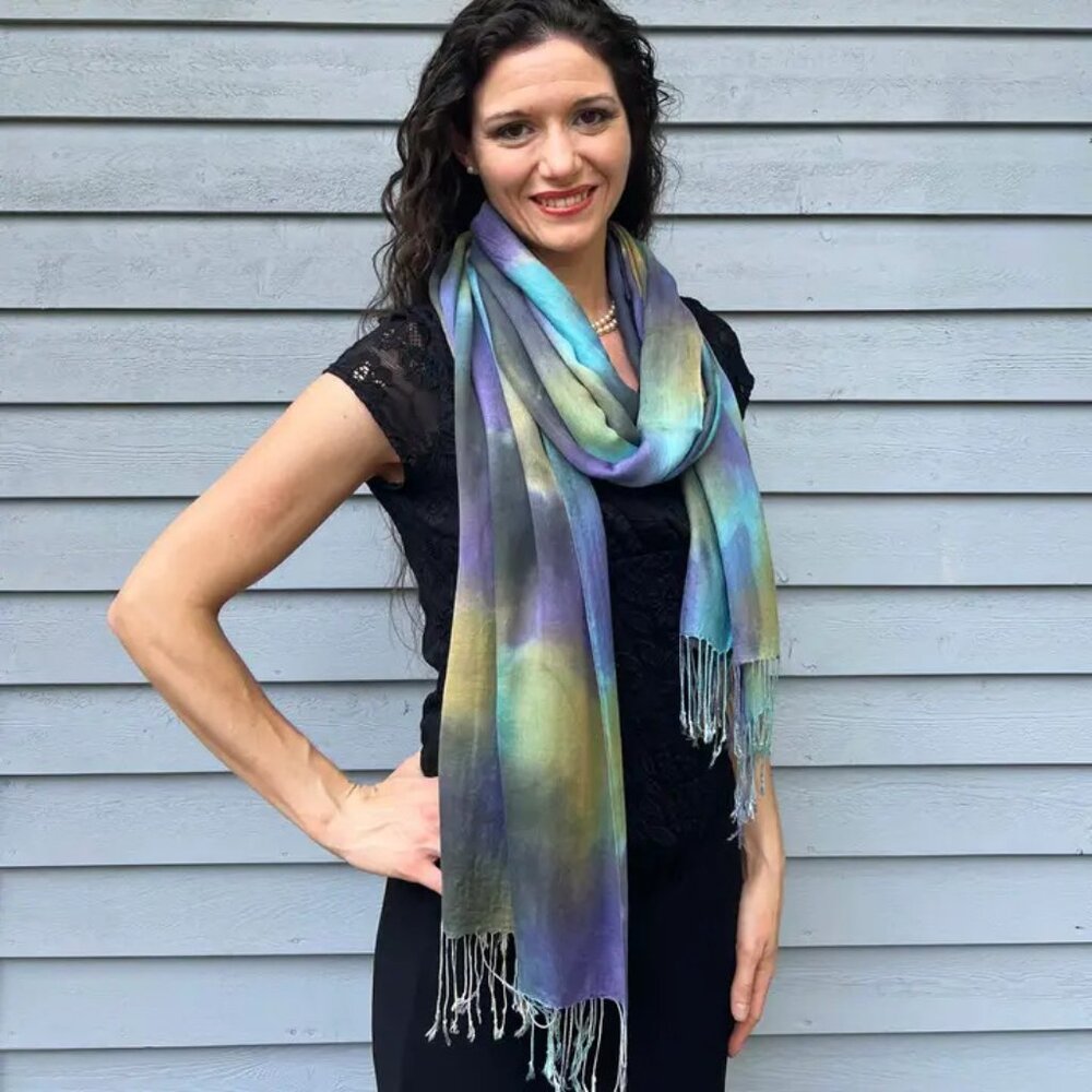 Hand Painted Modal Silk Scarf (VS1022A3)